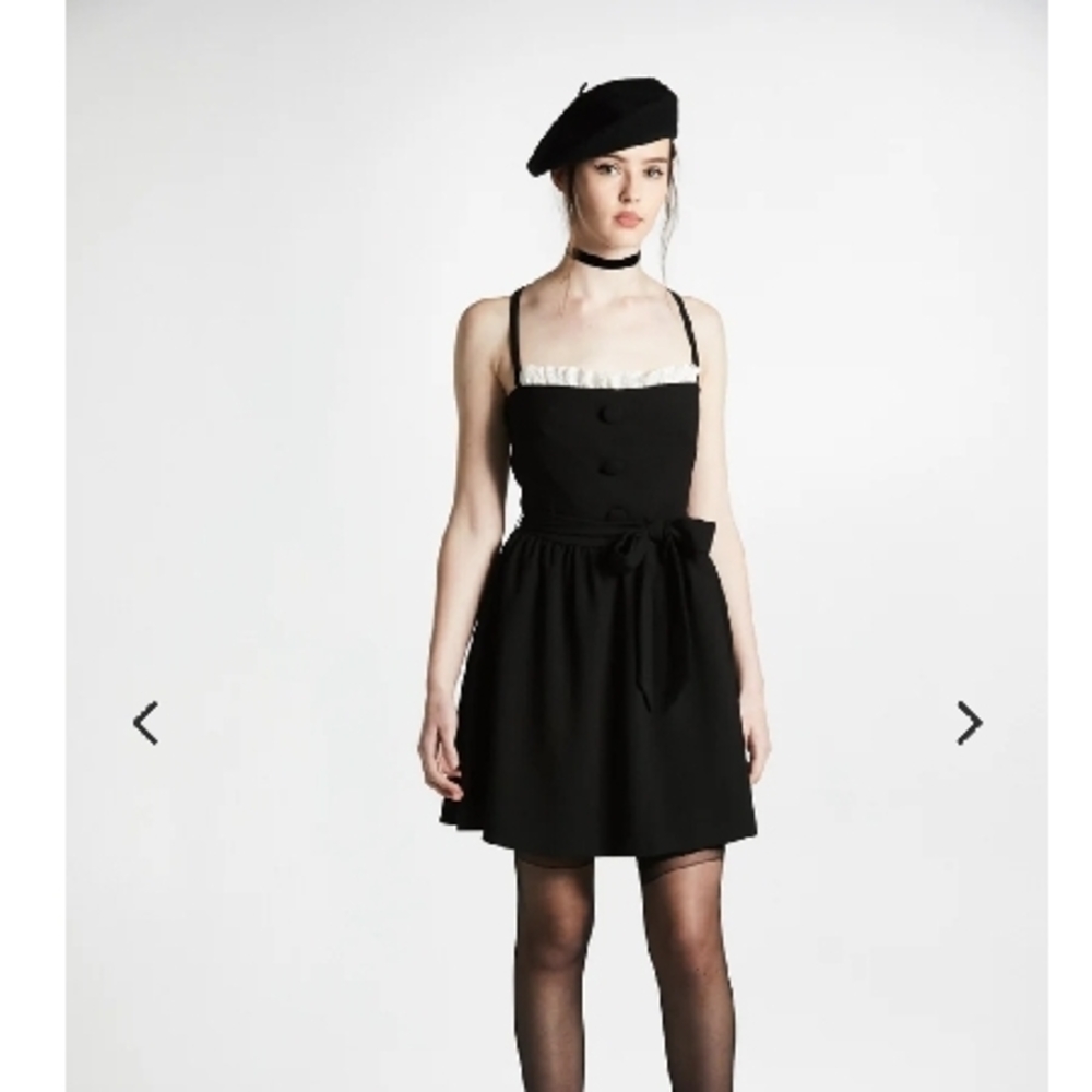 Chic Black Dress with White Accents